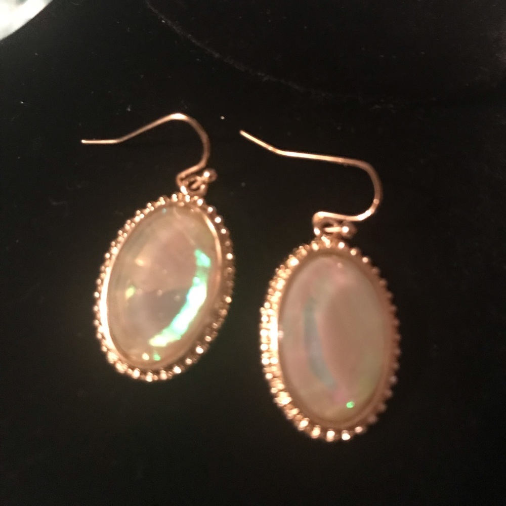 Iridescent Earrings in Gold Tone Setting NWOT